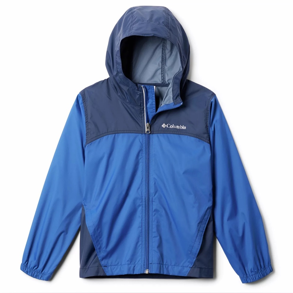 Columbia Blue and Navy Kids' Hooded Windbreaker Jacket